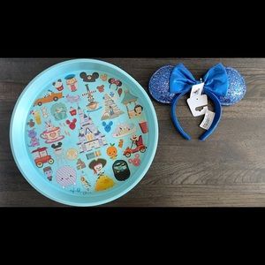 Disney Parks Bundle - Jerrod Maruyama Tray and Minnie Mouse Limited Edition Ears